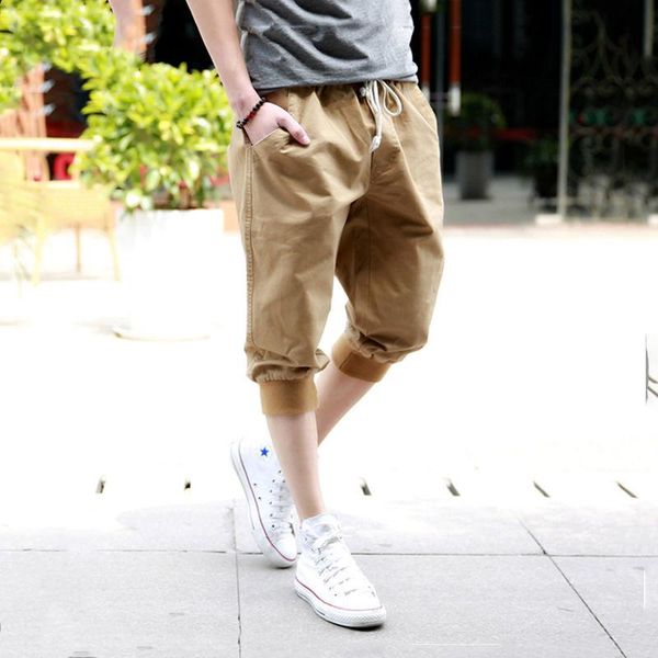 

men shorts summer solid color loose casual jogger sport short breathable streetwear pocket harem pants men's, White;black