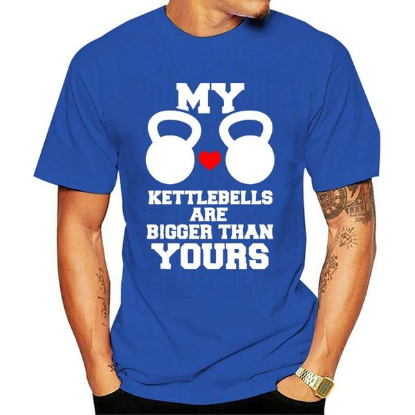 

men's t-shirts my love kettlebells are bigger than yours t shirt for men round neck printed breathable cotton awesome tee, White;black