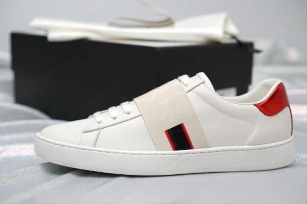 

luxury designer shoes man women ace sneaker with brown elasticity stripes hite black size 35-46