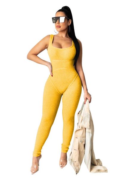 

women's jumpsuits & rompers tmustobe solid color knitted vest jumpsuit high waist skinny plus size 6 colors ladies overalls casual romp, Black;white