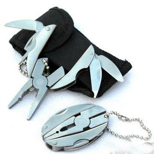 

fine key chain outdoor multifunctional pliers mini multi-functional folding ring scarab products, Silver