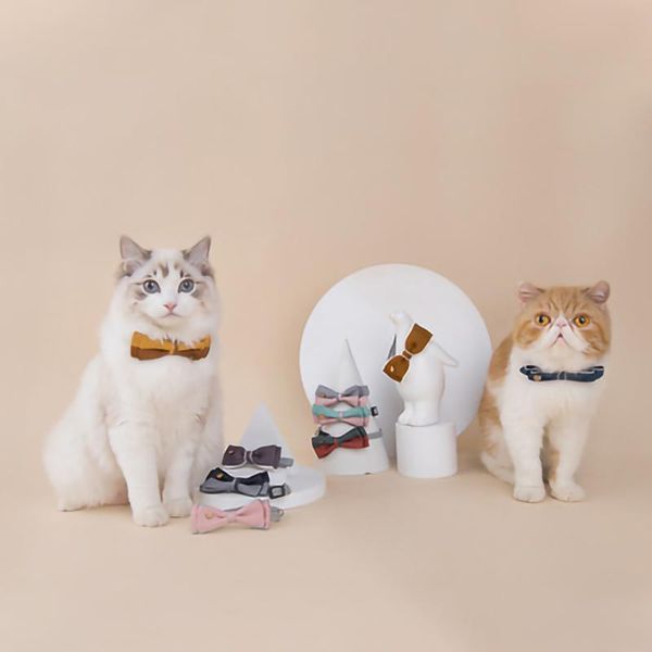 

cat collars & leads adjustable pet collar double-layer bowknot color-blocking dog