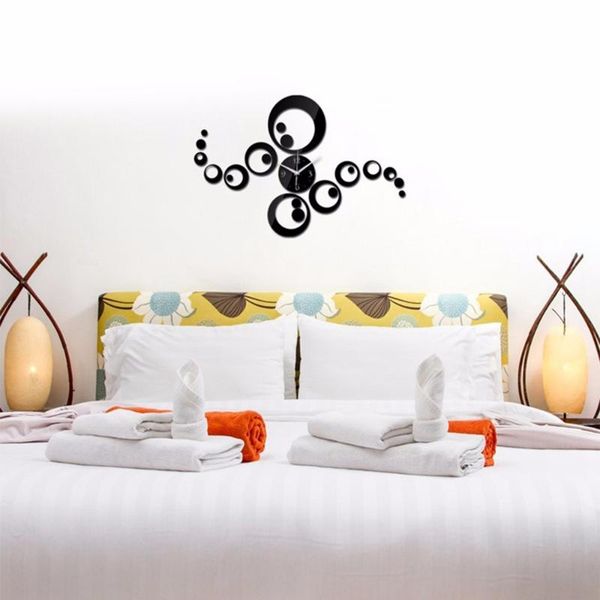 

70*50cm silver gold black modern removable mirror acrylic wall clock sticker art diy 3d hanging watch home decor mirrors