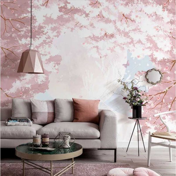 

milofi 3d custom wallpaper romantic pink flower artistic conception elk planet children's room background wall wallpapers