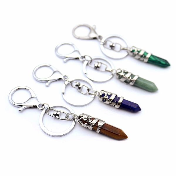 Schlüsselanhänger aus Naturstein, Handtaschen-Geldbörsenhalter, Drachenkugel, sechseckiger Lapislazuli-Kristall, Opal, Quarzstein, Autoverschlüsse, Schlüsselanhänger