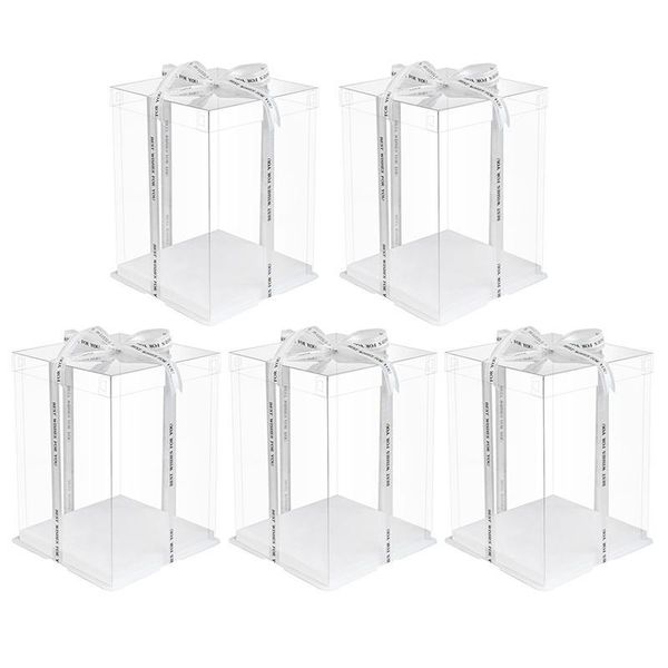 

gift wrap 10 sets transparent birthday cake box plastic packaging boxes organizer case for home dessert shop(white)