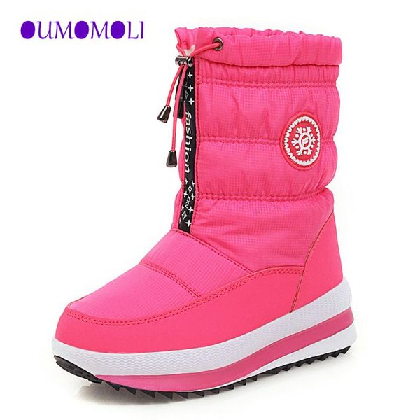 

boots 2021 winter high women snow plush warm shoes plus size 36 to big 41 easy wear girl black pink female