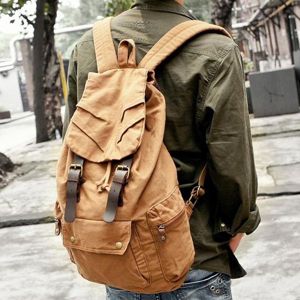 

backpack men fashion waterproof canvas backpacks vintage leisure women travel sports retro shoulder school bags for boys girls