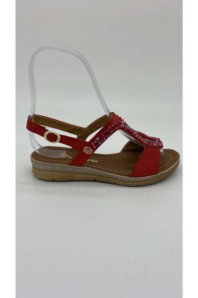 

sandals women's red flat strass 04837, Black
