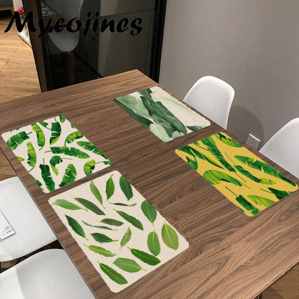 

table napkin simple style summer 32*42cm square banana leaf dinner cotton placemat setting placemats for bowl