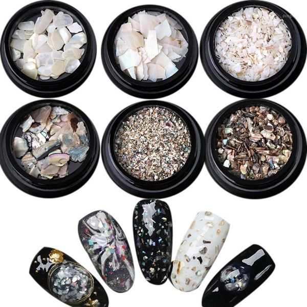 

pcs/set natural light nail seashell slices particle crushed shell manicure set art glitter decoration tools1, Black