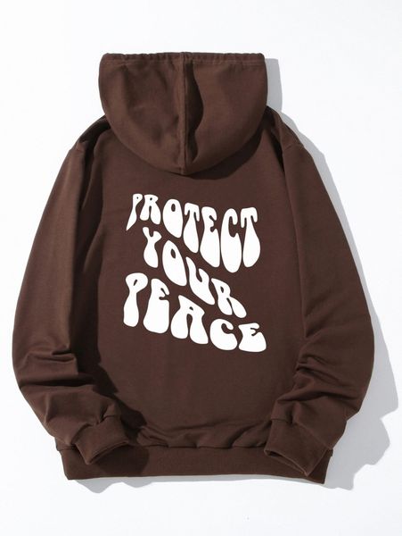 

1pc slogan graphic hoodie i3ij#, White;black