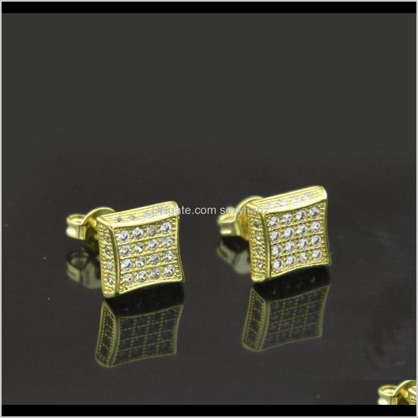 

drop delivery 2021 stud earings square 8dot5mm cz zirconia set earrings gold sier hiphop fashion jewelry hntki, Golden;silver