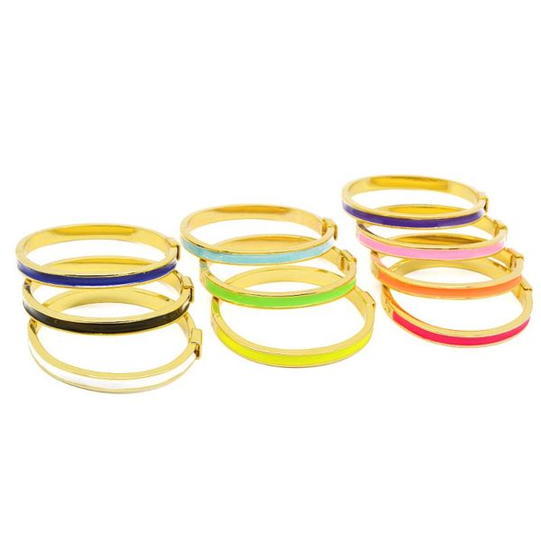 

bangle kkbead luxury neon enamel bracelet multicolor cuff women simple fashion drop oil bangles copper gold color trend jewelry, Black