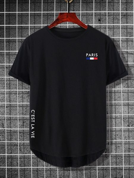 

men letter graphic high low tee p8ke#, White;black