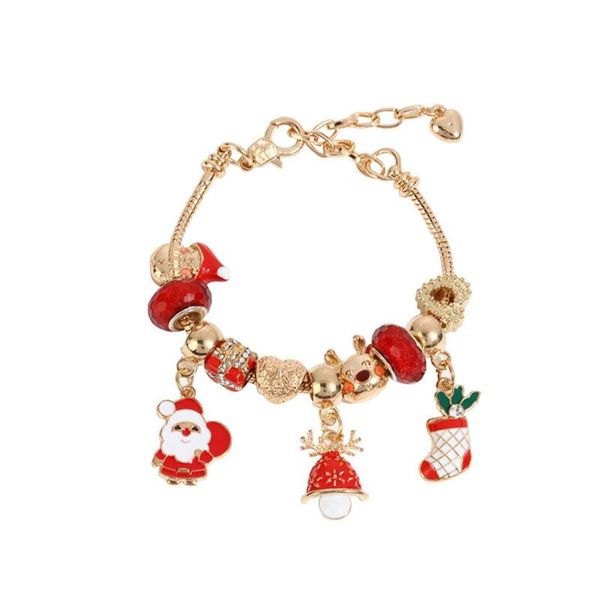 

charm bracelets santa bracelet jingle bell christmas women bangle with charms alloy wrist chain for chri, Golden;silver