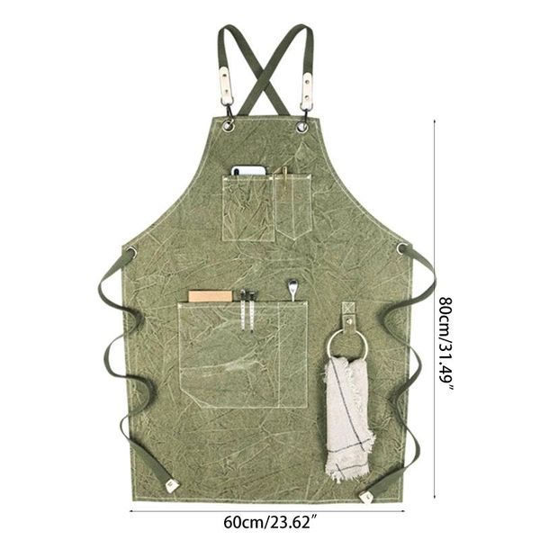 

chef apron cotton canvas cross back adjustable with cooking baking hx6d aprons
