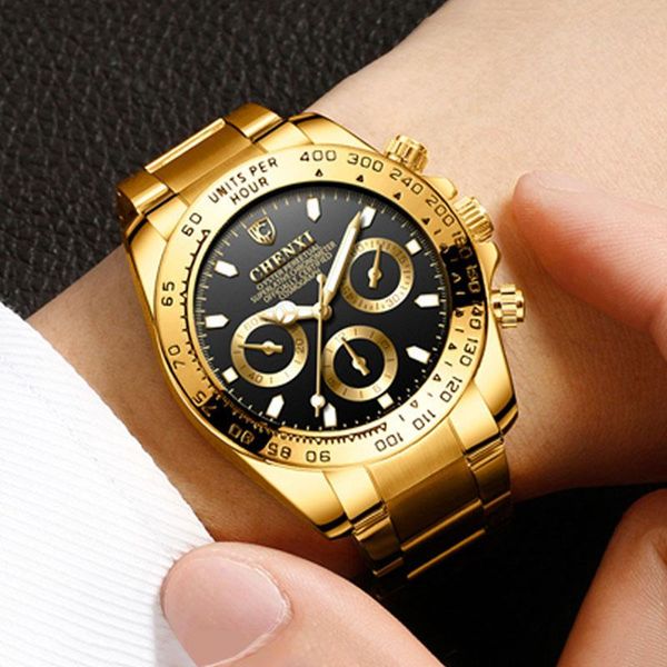 

wristwatches luxury reloj hombre gold black men's watch brand 3bar waterproof classic golden blue business casual men gifts, Slivery;brown