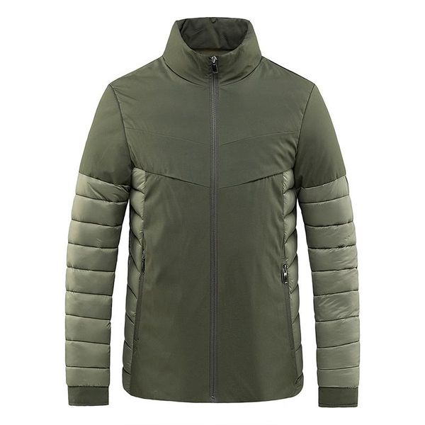 

men's down & parkas autumn winter jacket men patchwork stand collar windbreaker coat thick warm jaqueta masculina military outerwear, Black