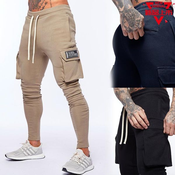 

men's pants 2021 european and american trend sports trousers running training casual loose breathable plus size straight, Black