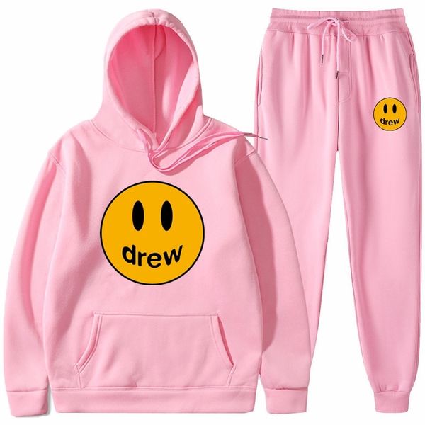 

drew house suit justin bieber smiling face hooded bodyguard pants, Black;white