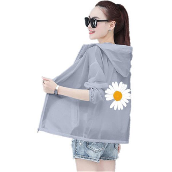 

women's jackets anti-ultraviolet light sunscreen clothing female 2021 summer hooded long-sleeved printed breathable tide, Black;brown