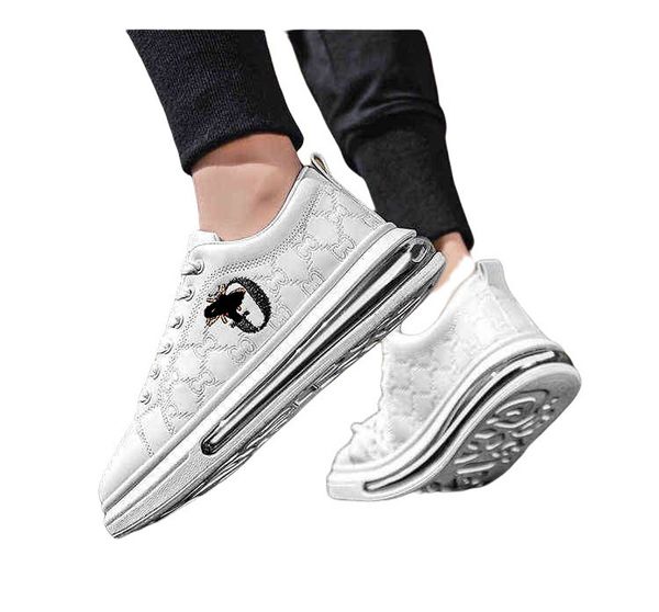 

dress shoes air cushion small 2021 winter korean fashion men's white casual student low running shoes sneakers, Black
