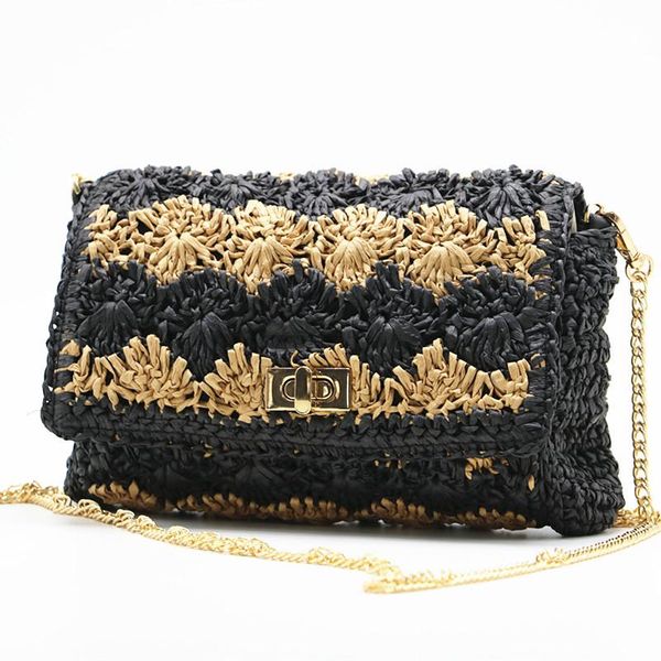 

evening bags fan-faced straw woven bag, shoulder messenger female bag