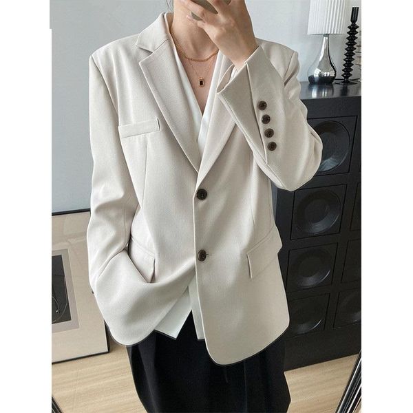 

women's suits & blazers 2021 office ladies loose blazer suit autumn single breasted female oversized jacket women full sleeve outwear, White;black
