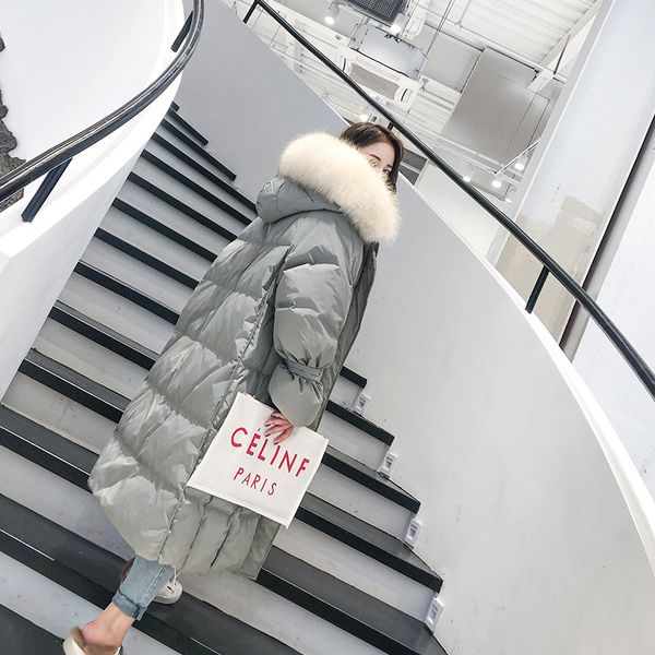

women's down & parkas women jacket white duck ladys hooded fur collar long warm coat thick female sleeve parka1 rbnz, Black