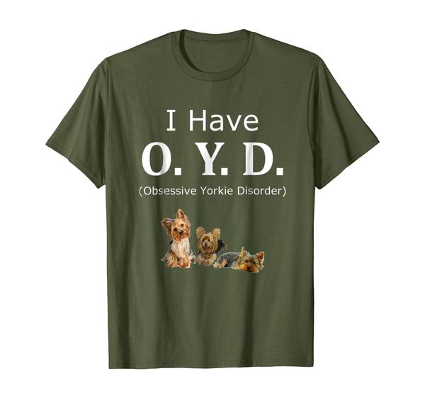 

funny o.y.d. obsessive yorkie disorder yorkie t-shirt, White;black