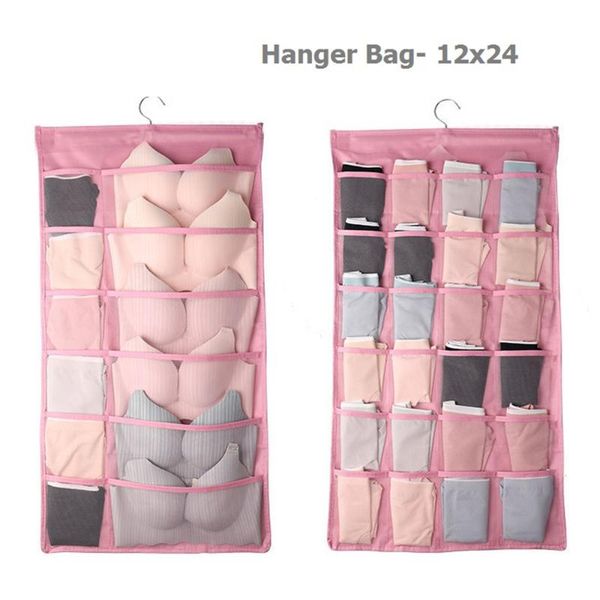 

clothing & wardrobe storage clothes hanging pocket bag non-woven fabric breathable double-side organizer with hanger for bra underwear sock