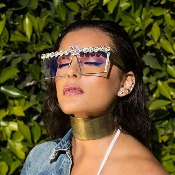 

outdoor eyewear flower diamond square sunglasses women uv400 clear sunglass brand designer sun glasses metal frame men shades