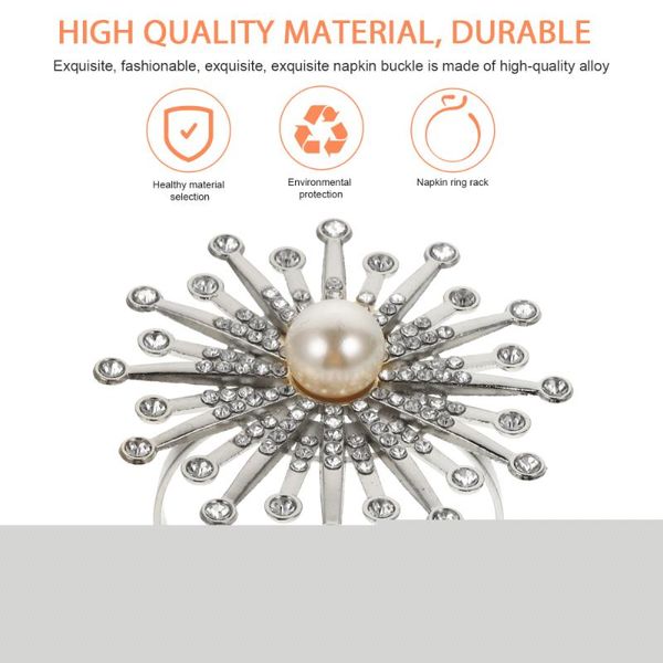 

napkin rings 6pcs rhinestone pearl sunflower buckles table accessories