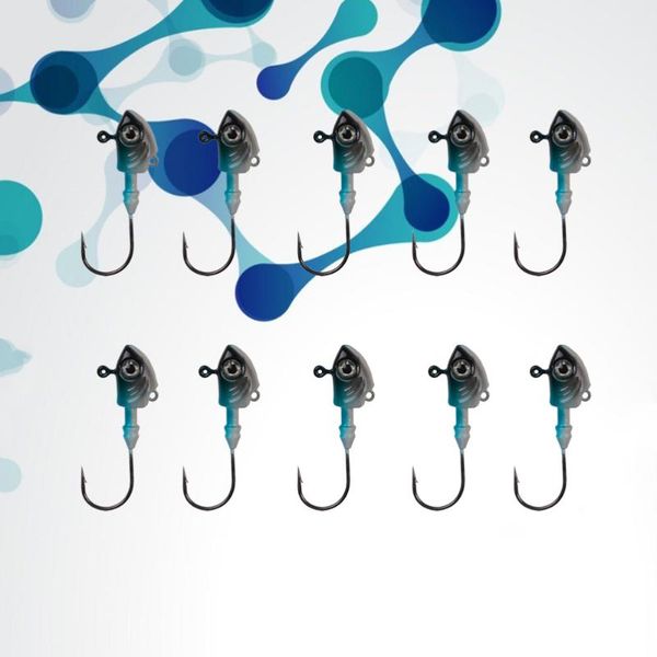 

fishing hooks 10pcs simulation fish hook head compound lead with soft bait pointed mouth (blue 10g)