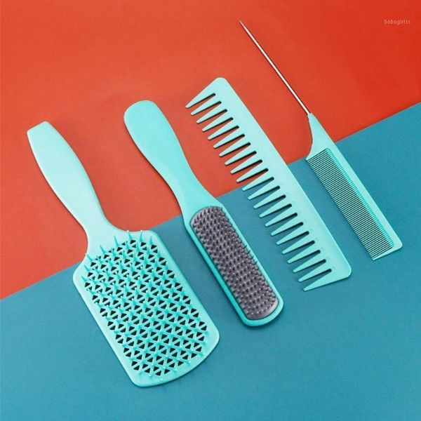 

women wet/dry curly hair comb set professional bristle scalp detangling hairbrush nylon massage & hrush t1c7 brushes1, Silver