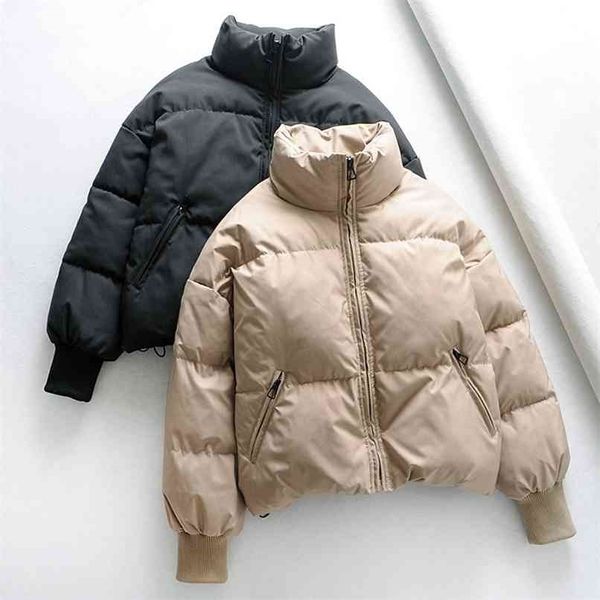 

womens winter solid coats womans cotton casual jackets warm parkas female overcoat coat oversized 210916, Black