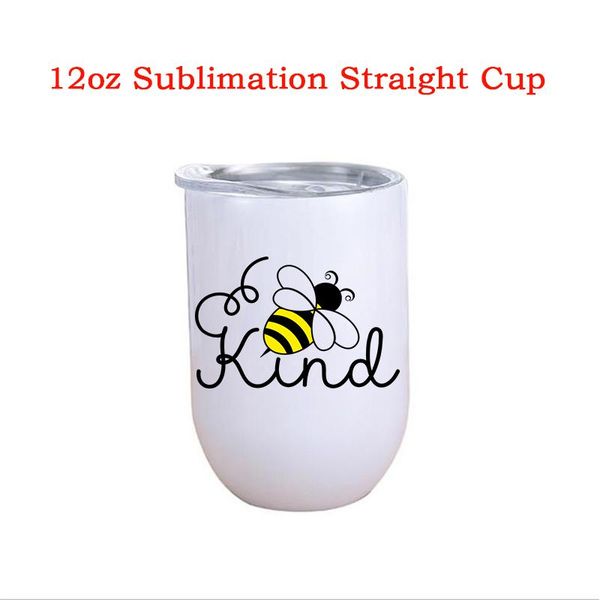 

water bottles 10pcs/lot diy sublimation 12oz wine tumbler stainless steel straight coffee mugs egg cups stemless glasses with seal lids