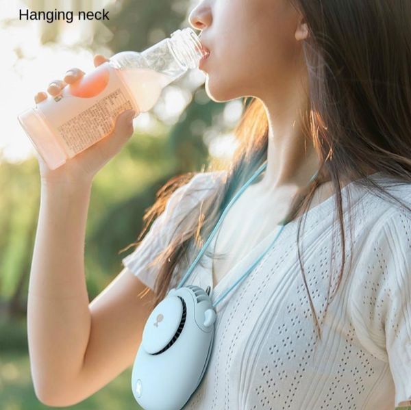 

electric fans portable mini lazy neck fan band hands-hanging usb rechargeable 1200mah air cooler summer