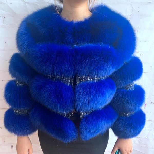 

women's fur & faux 2021 natural coat winter jacket real, Black