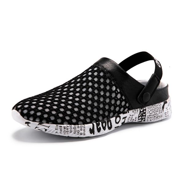 

slippers men sandals summer garden clogs breathable mesh lightweight mens leisure outdoor beach big size 35-46 9zjl, Black