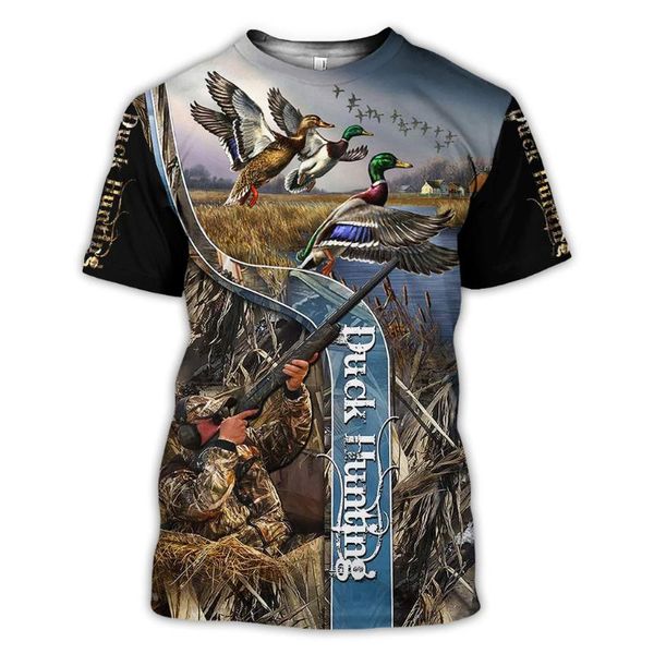 

men's t-shirts 2021 summer hipster men t-shirt beautiful duck hunting 3d printed harajuku short sleeve t shirt casual tx0166, White;black