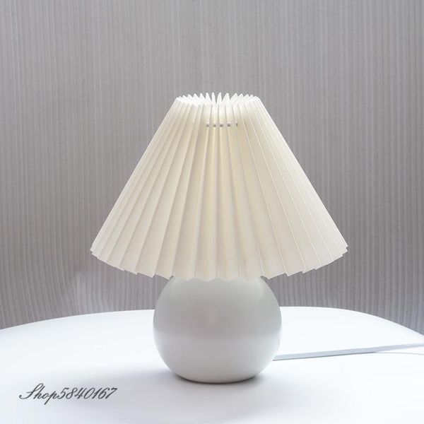 

table lamps modern lamp pleated desk for bedroom living room home decor study light ceramic base led