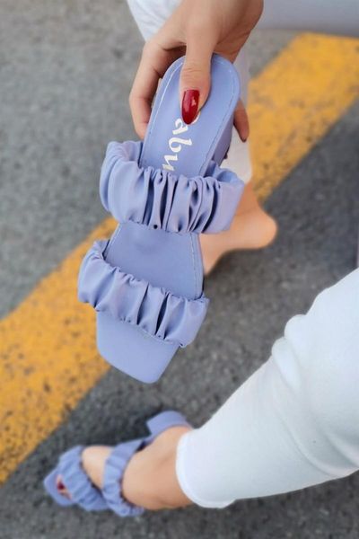 

slippers elva leather duffle tape detailed lilac thick high-heeled, Black