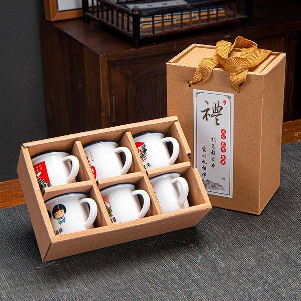 

mugs creative nostalgic imitation enamel cup ceramic tea 6 pack small wine single gift handy