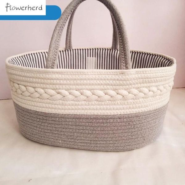 

storage baskets large baby diaper caddy organizer basket cotton rope handmade portable for girls nursery