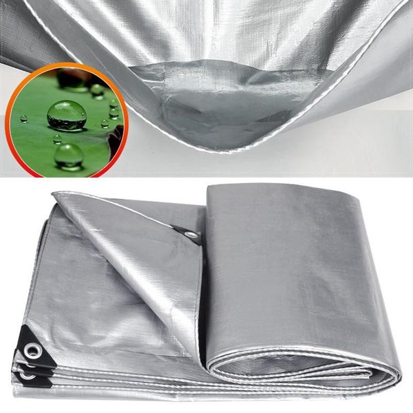 

shade 0.32mm 2-sides silvery pe tarp cover rainproof cloth camping tent awnings waterproof sun net home garden plants