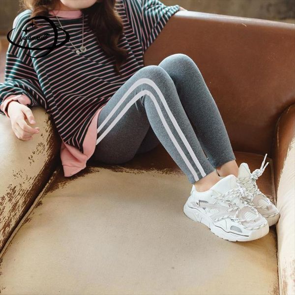 

4 16y kids leggings autumn spring girls trousers cotton high waist solid color children sports cropped pencil pants clothes c15, Blue