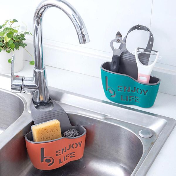 

kitchen sink shelf soap sponge drain rack hanging bag portable home basket tools bathroom accessorie storage & organization