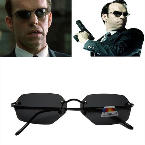 

Cool The Matrix Neo Style Polarized Titanium Sunglasses Ultralight Rimless Men Driving Brand Design Sun Glasses Oculos De So, White;black
